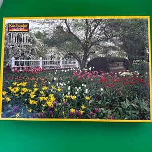 CODACOLOR 1000 JIGSAW PUZZLES "PRESCOT PARK FLOWERS, FENCE, TREE"